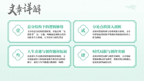 绿色古代文学诗词赏析PPT模板