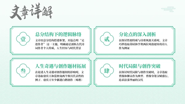 绿色古代文学诗词赏析PPT模板