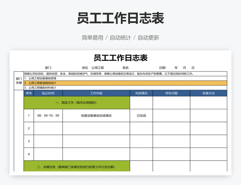 员工工作日志表
