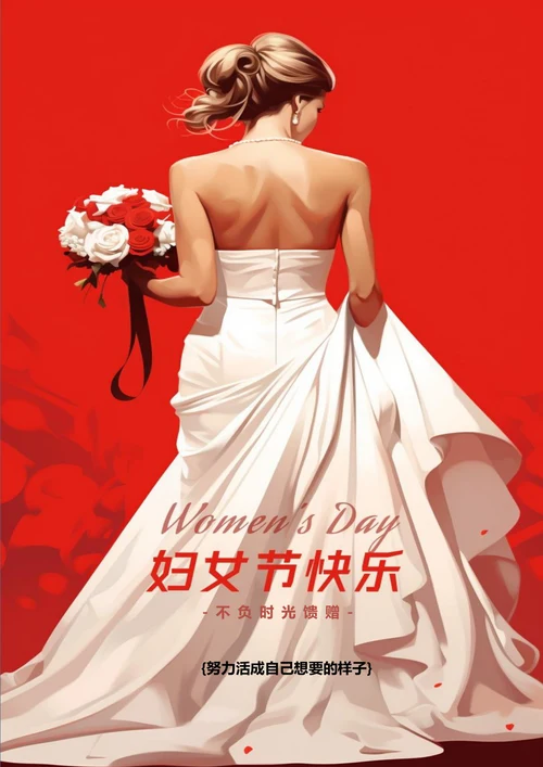 妇女节快乐唯美背影女神节海报