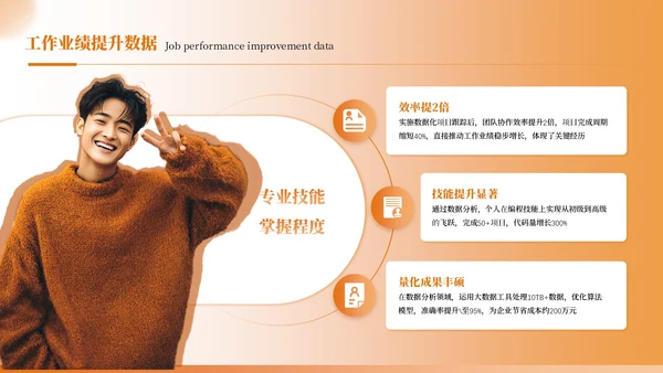 橙色简约风简历介绍PPT模板