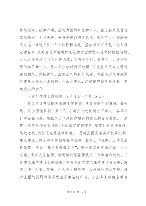 工商局干部队伍作风纪律整治方案.docx