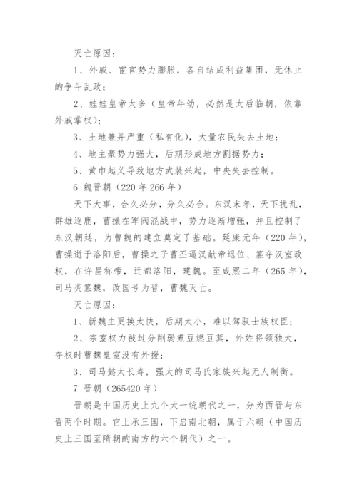 中国各朝代灭亡原因的历史知识点总结.docx