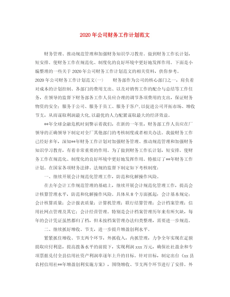 精编之年公司财务工作计划范文.docx