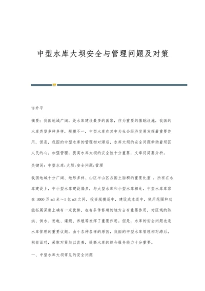 中型水库大坝安全与管理问题及对策.docx