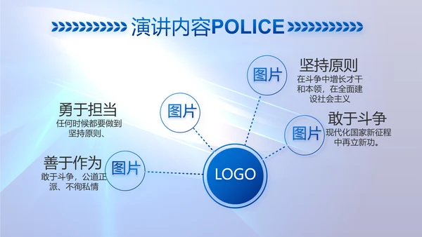 蓝色大气公安机关警察工作总结PPT