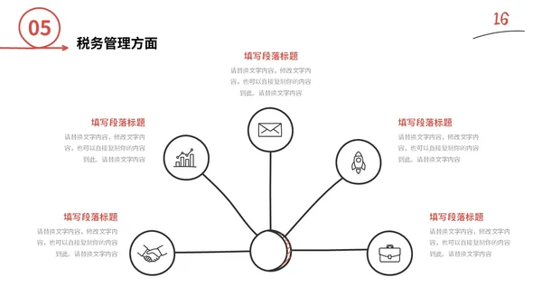 红色手绘简约插画财务工作总结预算决算金融工作汇报PPT