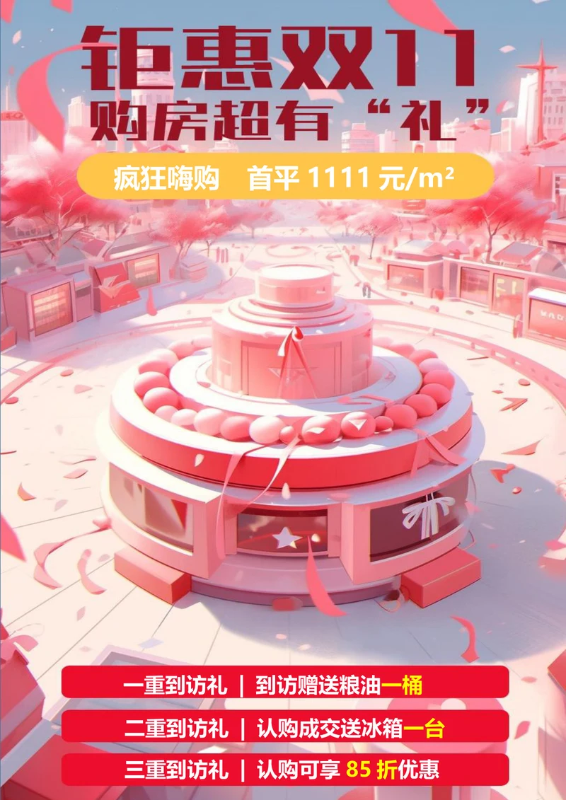钜惠双11购房双十一海报