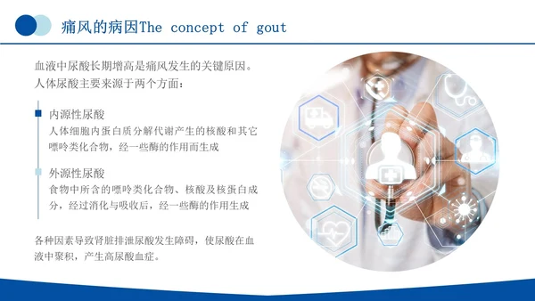 蓝色简约商务痛风健康教育痛风健康宣教PPT课件