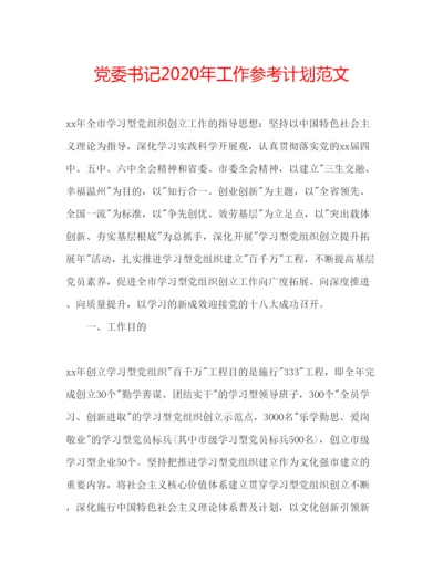 精编党委书记年工作参考计划范文.docx