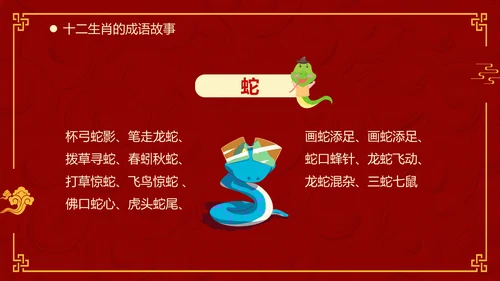 红色中国风十二生肖通用PPT模板