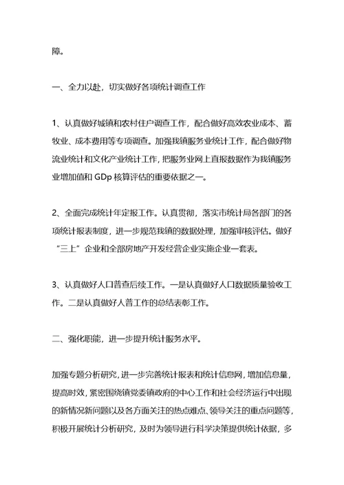 2021乡镇统计工作计划怎么写开头