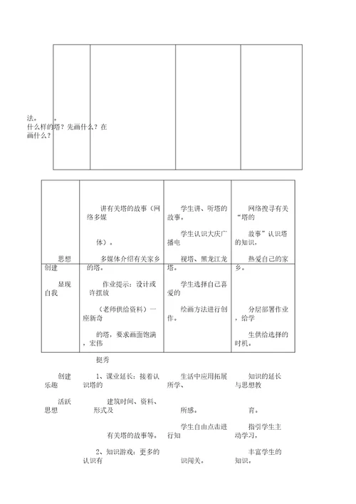 二年级美术上册雄伟塔教案人美版
