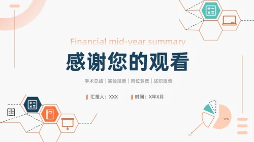 橙色简约商务风财务汇报总结商务汇报PPT模板年中总结