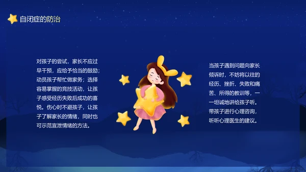 关爱自闭症患者，月亮PPT模板