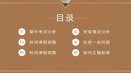 棕色实景学校期中家长会PPT模板