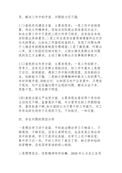 乡镇班子个人民主生活会发言材料.docx