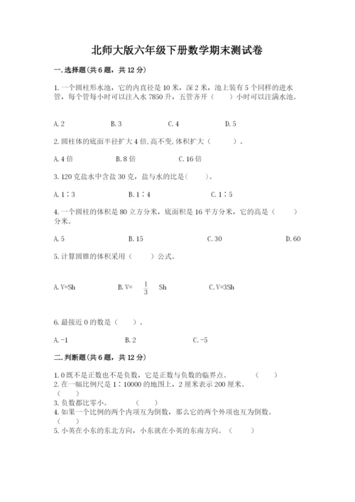 北师大版六年级下册数学期末测试卷精品【基础题】.docx