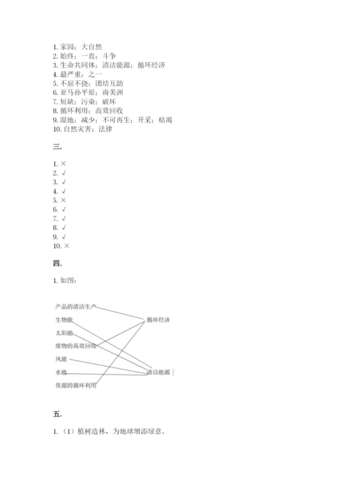六年级下册道德与法治第二单元 爱护地球 共同责任 测试卷（巩固）.docx