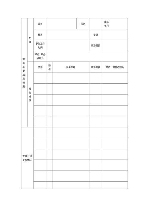 入党申请表格-全套表格