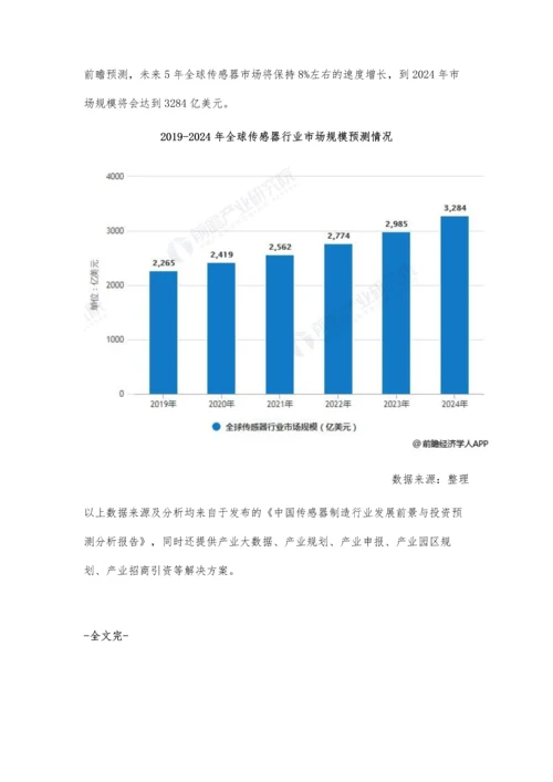 全球传感器行业市场现状及发展前景分析-预测2024年市场规模将突破3000亿.docx