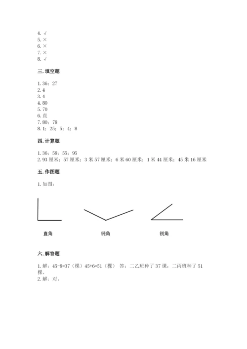 2022人教版二年级上册数学期中测试卷（精选题）.docx