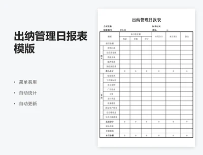 出纳管理日报表模版