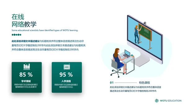 欧美教育培训网络课教学学校宣传PPT模板