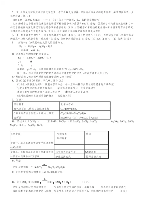 九年级化学探究题