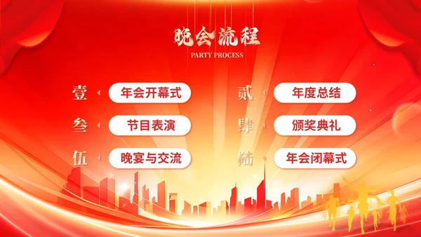 红色科技风年终盛典年会年终总结大会颁奖典礼ppt模板年会总结