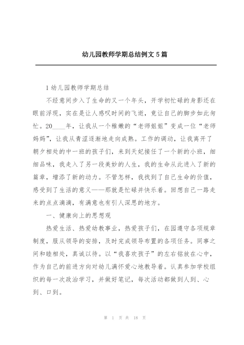 幼儿园教师学期总结例文5篇.docx