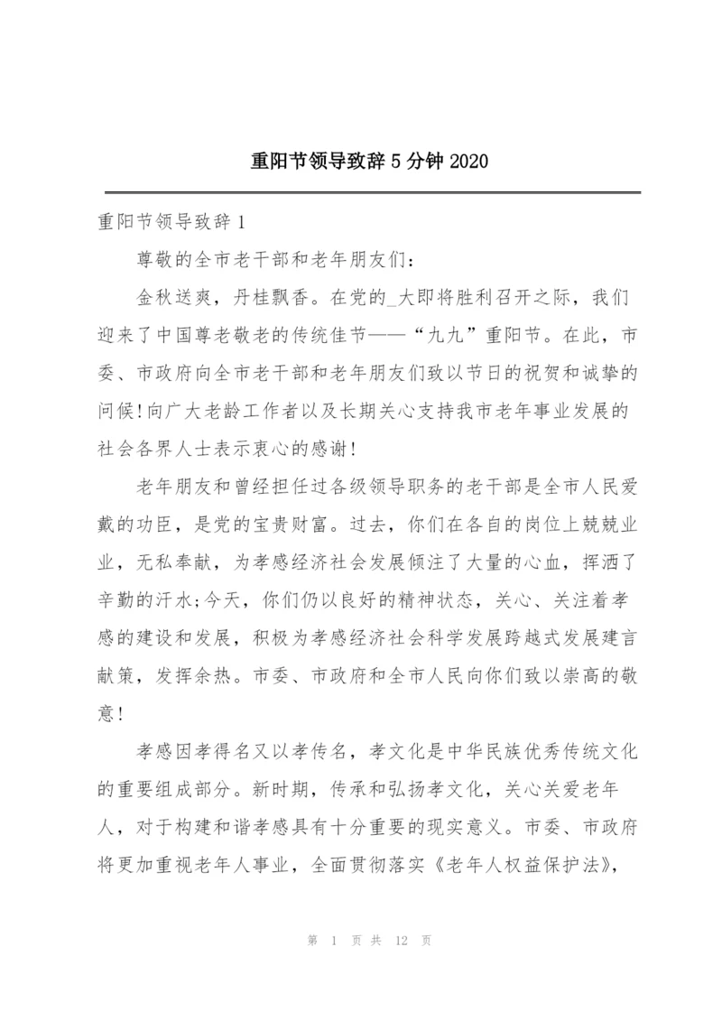 重阳节领导致辞5分钟2020.docx