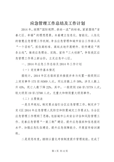应急管理工作总结及工作计划.docx