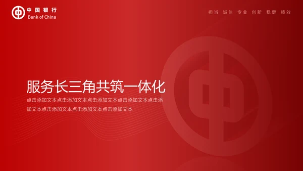 中国银行工作汇报通用PPT模板