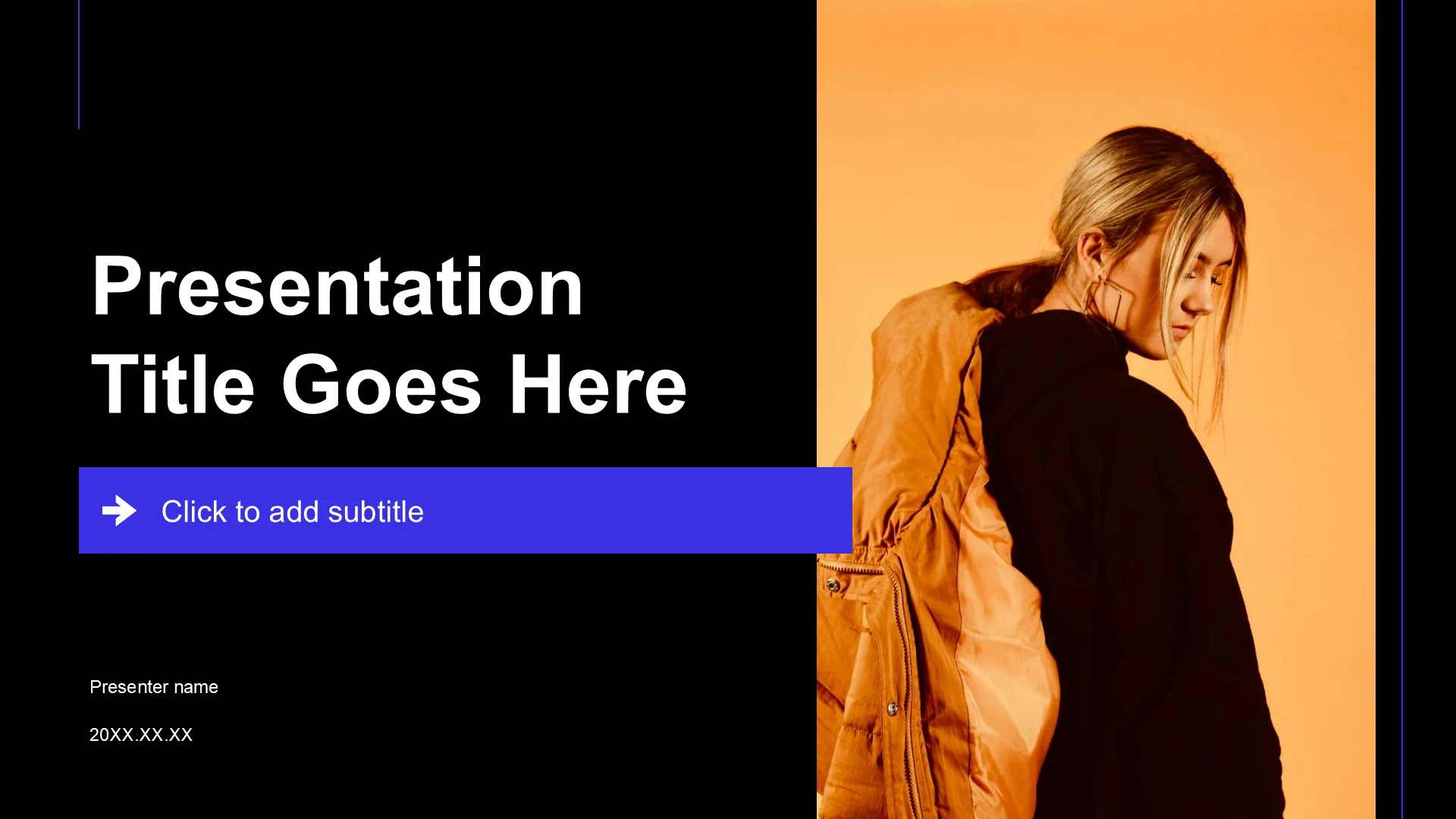 蓝色时尚/奢华时尚服装画册PPT主题