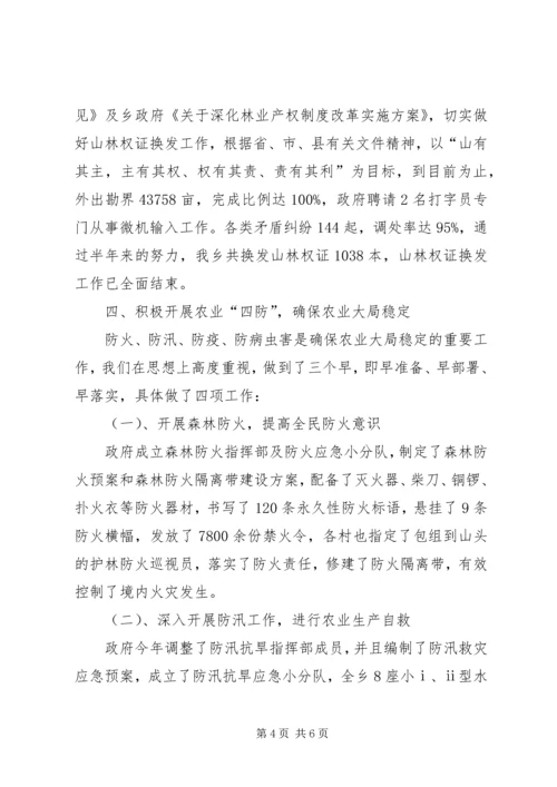 乡镇某年上半年农业农村工作总结及下半年思路.docx