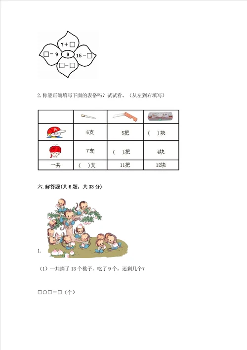 北京版一年级上册数学第九单元 加法和减法（二） 测试卷（突破训练）word版