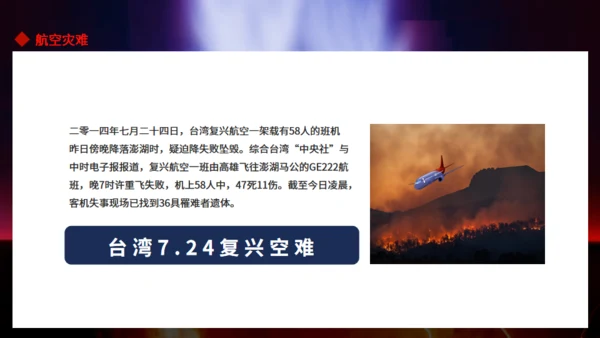 航空灾难飞机坠落坠机事件空难通用PPT模板