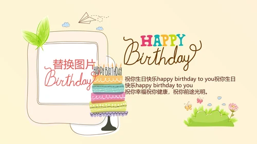 橙色生日快乐电子相册动态PPT模板