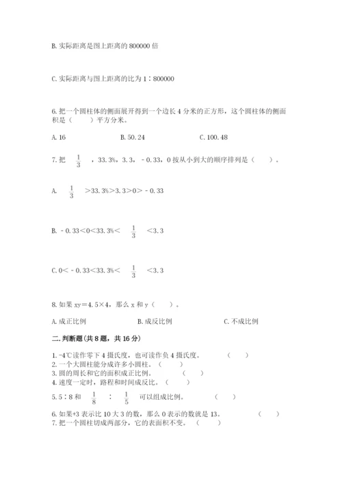 人教版六年级下册数学期末测试卷含答案【综合题】.docx