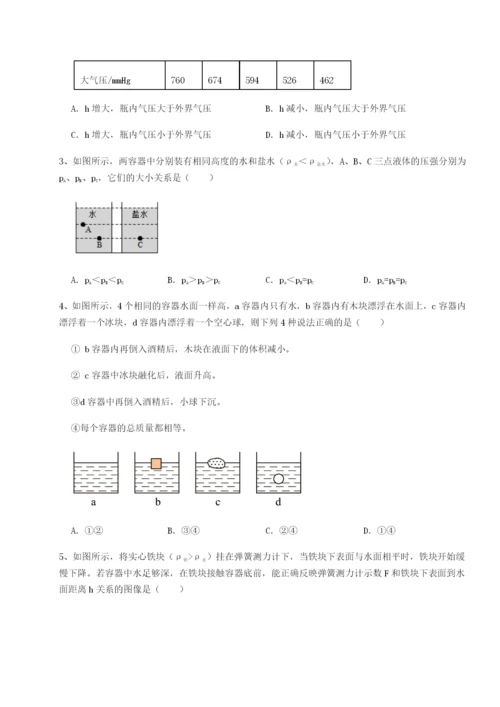 滚动提升练习山西太原市外国语学校物理八年级下册期末考试同步训练B卷（解析版）.docx