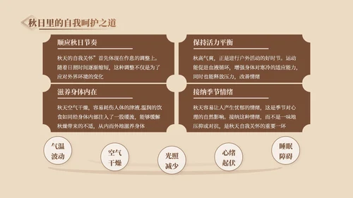 褐色中国风校园立秋图鉴ppt模版