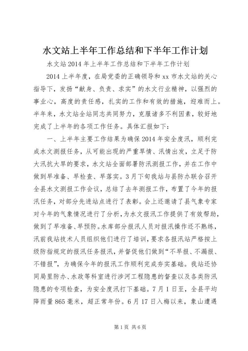 水文站上半年工作总结和下半年工作计划.docx