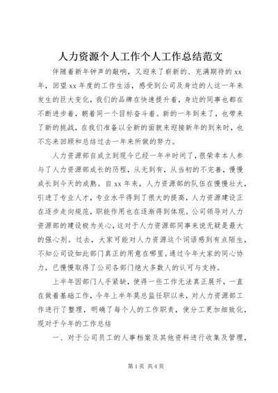 人力资源个人工作个人工作总结范文.docx