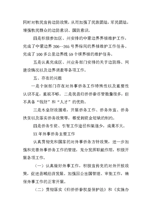 外事侨务工作总结