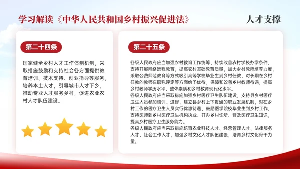 红色简约乡村振兴促进法解读学习PPT模板