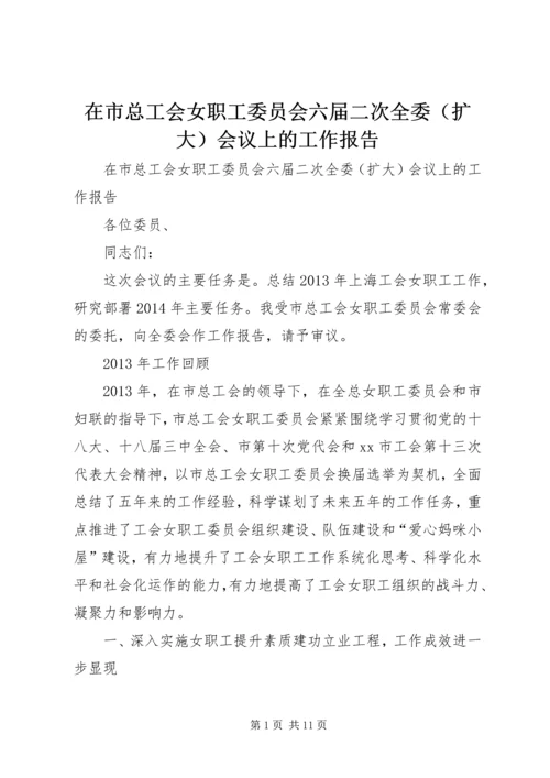 在市总工会女职工委员会六届二次全委（扩大）会议上的工作报告.docx