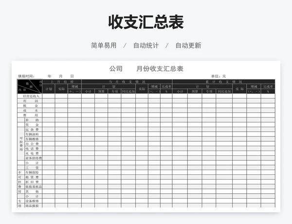 收支汇总表