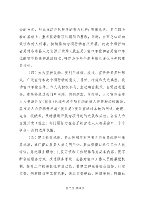 人力资源系统开展窗口单位改进作风专项行动工作方案.docx