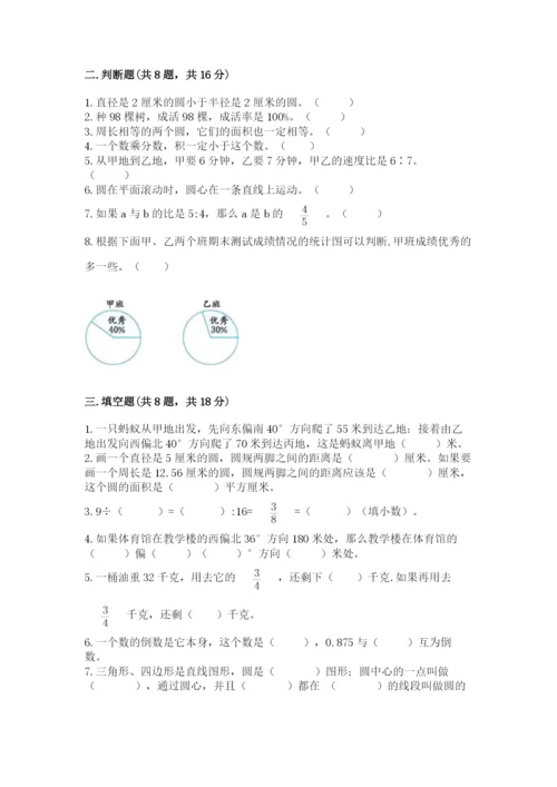 小学六年级上册数学期末测试卷含答案【能力提升】.docx